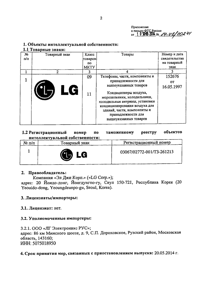 Регистрация товарного знака образец