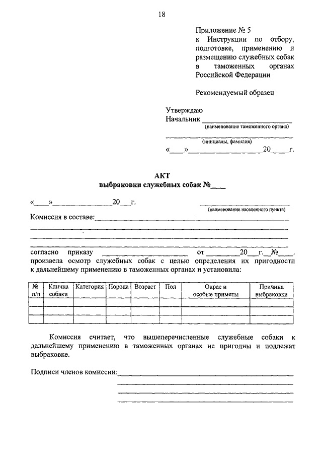 Акт выбраковки образец