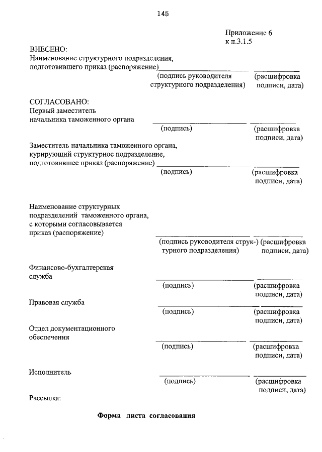 Образец согласования приказа