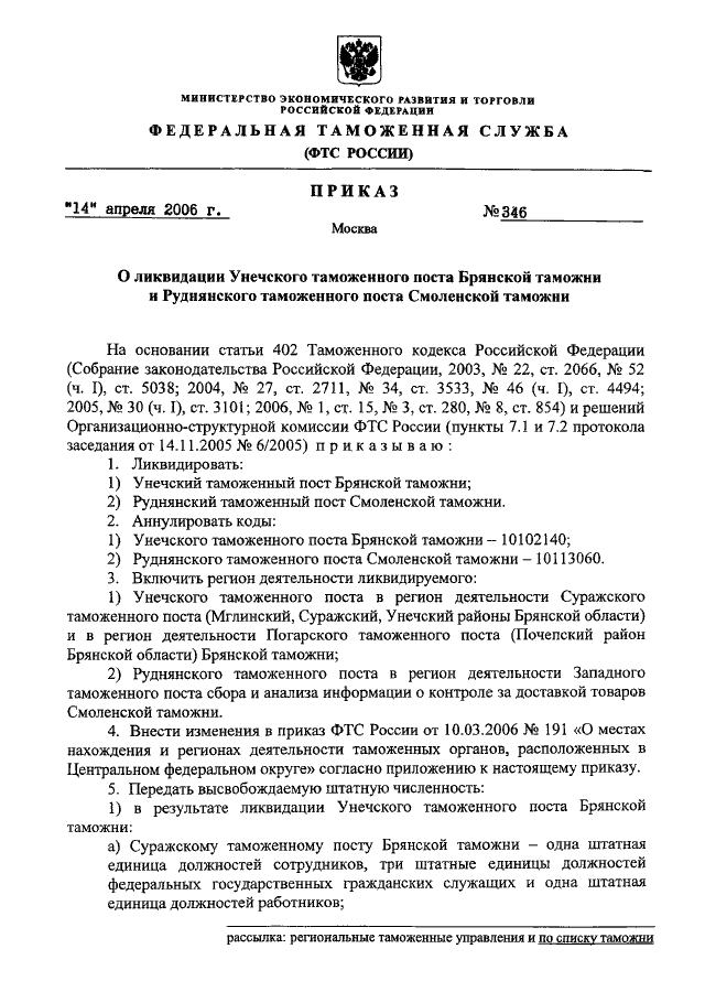 Таможенный приказ. Приказ Смоленской таможни. Приказ Брянской таможни. Приказ по таможенному посту. Приказ о создании таможенного поста.