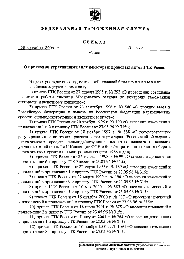 Признании утратившими силу некоторых. Приказ 315. 1995 Приказ 315. Дополнение в приложение к приказу. Приказ ГТК итальянский.