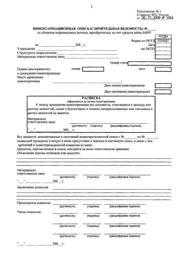 0504087 инвентаризационная опись образец